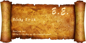 Bódy Erik névjegykártya